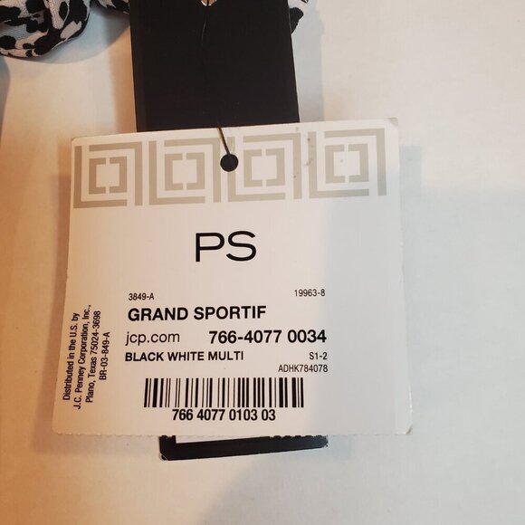 NWT Liz Claiborne SZ PS GRAND SPORTIF Women's Stretch Top Black White - Picture 8 of 9